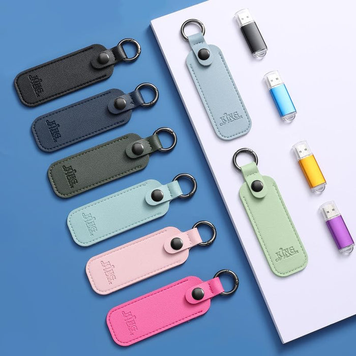 USB Flash Drive Holder Case With Keyring Attachment - 3 Pack Memory Stick Portable Travel Shuttle Carry Case Storage - Holds 1 USB - PU Leather