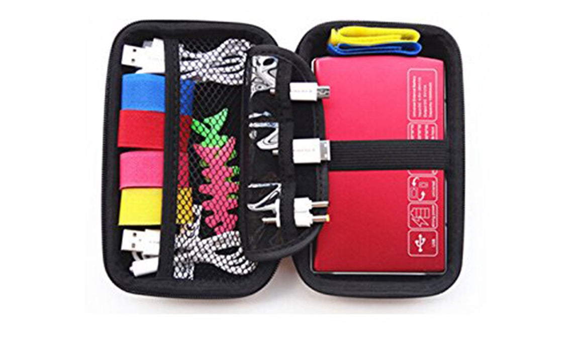 Universal Small Black Travel Organiser For Portable Hard Drives, Cables, USB Flash Drives, Memory Readers