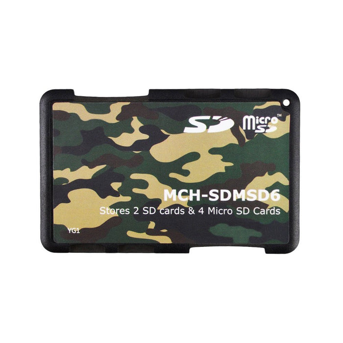 Memory Card Credit Card Style Storage Holders for (2 SD & 4 Micro SD Camouflage) Writable Labels, Ultra Thin, Credit Card Size Holder One Size