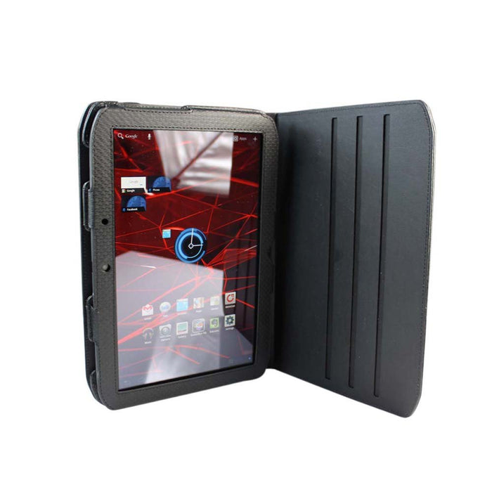 PU Leather 360 Rotational Texture Case Black Compatible for use with Motorola Xoom 2 Android Tablet
