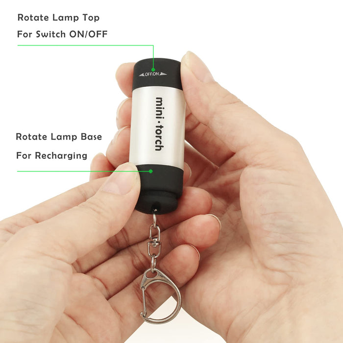 Mini USB Rechargeable LED Torch Flashlight with Keyring Keyring