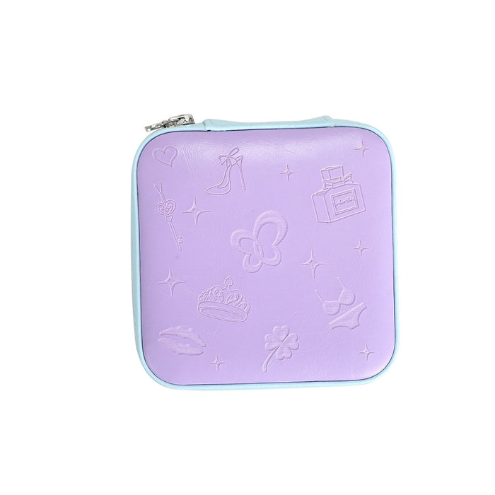 My Treasure Box Small Jewellery Box, Travel Portable Jewelry Case Storage Holder with Mirror and Zipper for Earrings Rings Necklaces