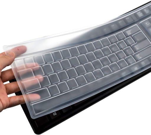 Reusable Waterproof Keyboard Cover, Universal Clear Anti-Dust Keyboard Skin Protector Cover for 104/107 Keys Standard Desktop Keyboard