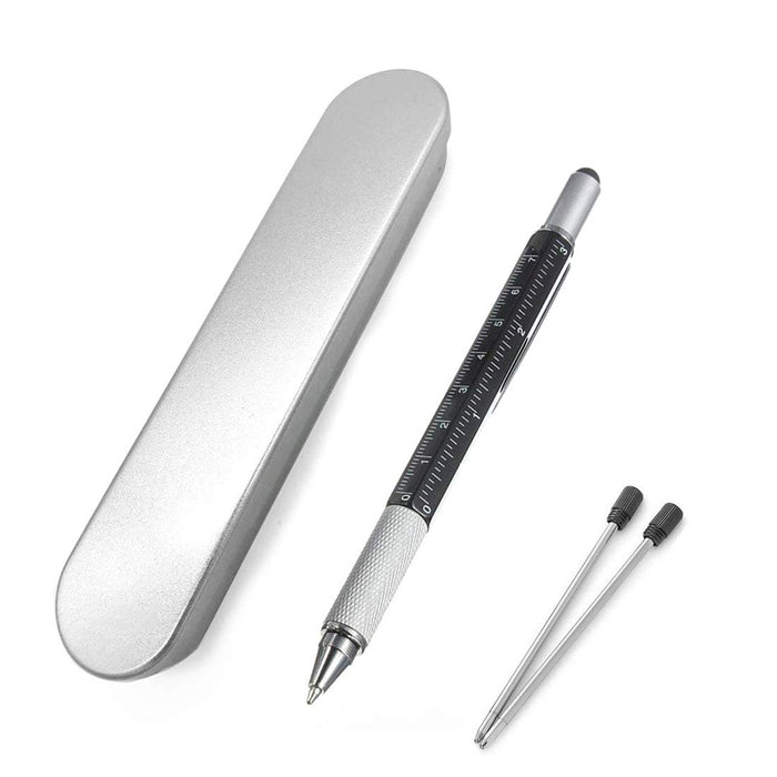 Handy-Man DIY Stylus with Built-In Ballpoint Pen, Interchangeable Screwdriver, Ruler and Spirit Level for Touch Screen Devices (With Gift Box)