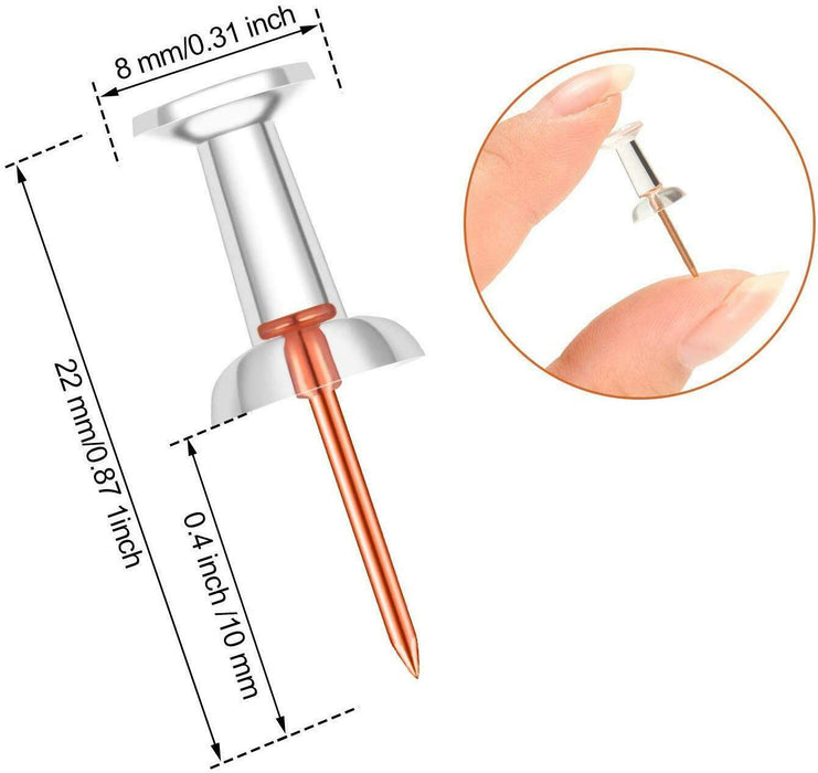Rose Gold Thumb Transparent Plastic Drawing Pins, Push Thumb Board Photo Pin (Straight Head 500 pcs)