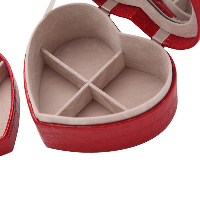 My Treasure Box PU Leather Heart Shaped Two-layer Jewelry Box Storage Case Organizer Holder with Mirror
