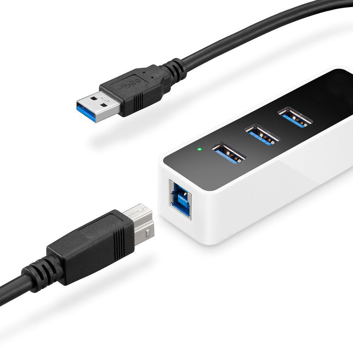 3 Port USB 3.0 Hub and RJ45 10/100/1000 Gigabit Ethernet Hub Converter LAN Wired Network Adapter With Built-In USB 3.0 Cable Black/White Supports Windows XP, Vista, Win 7/8, Mac OS 10.6+, Linux