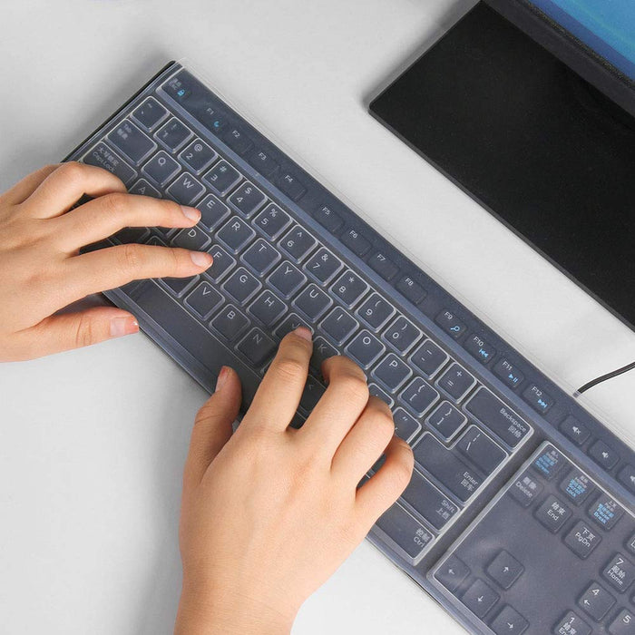 Reusable Waterproof Keyboard Cover, Universal Clear Anti-Dust Keyboard Skin Protector Cover for 104/107 Keys Standard Desktop Keyboard