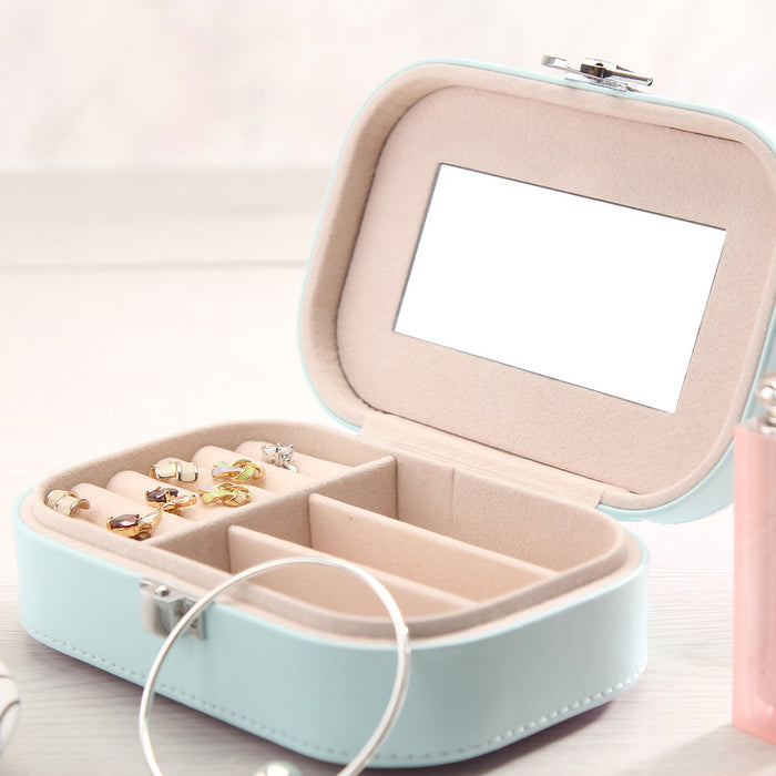My Treasure Box Women Jewelry Storage Box Exquisite Lock Glossy PU leather Durable Jewelry Ring Organizer