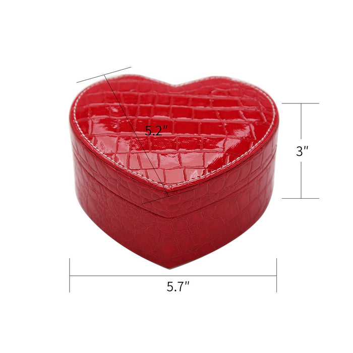 My Treasure Box PU Leather Heart Shaped Two-layer Jewelry Box Storage Case Organizer Holder with Mirror