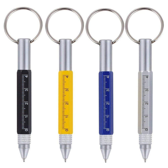 Mini Multi Function Pen with Keyring Hook, Stylus, Cross Screwdriver, Flat Screwdriver, Ruler - Makes the (Blue)