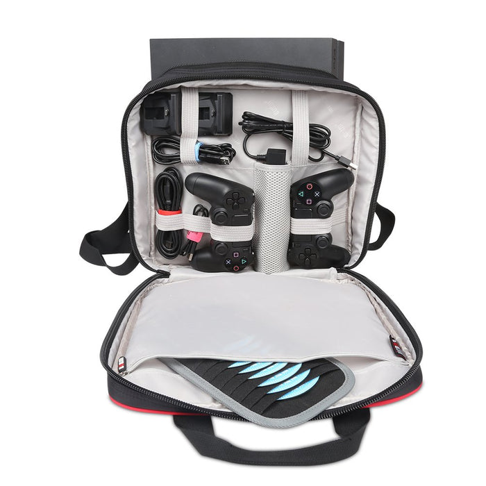 BUBM Storage Bag Travel Gadget Carry Case Compatible with PlayStation PS 4 Game Console and Accessories, High Capacity and Lightweight, Fits for PS4, PS4 Slim, Xbox One S, Black [PlayStation]