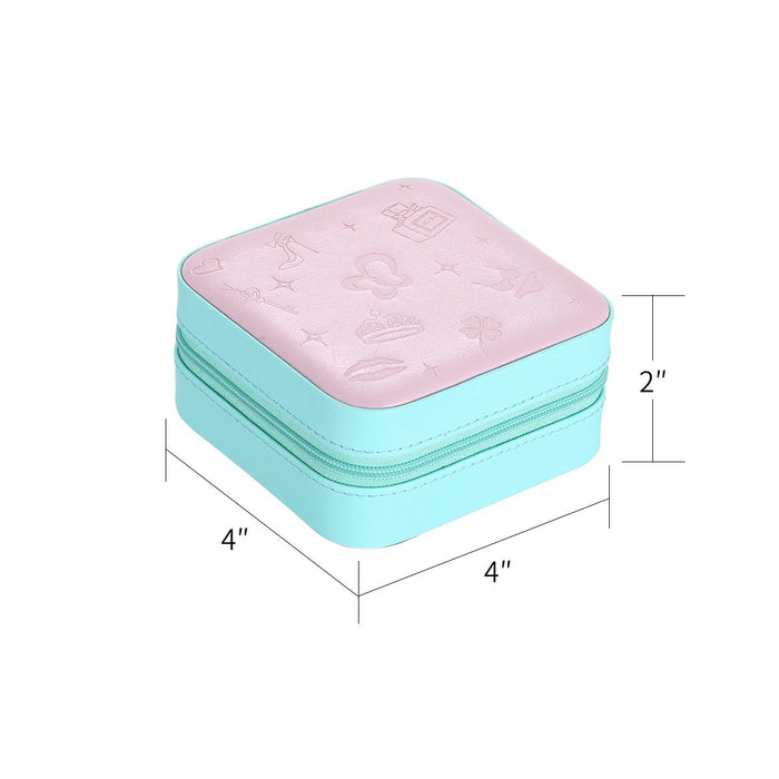 My Treasure Box Small Jewellery Box, Travel Portable Jewelry Case Storage Holder with Mirror and Zipper for Earrings Rings Necklaces