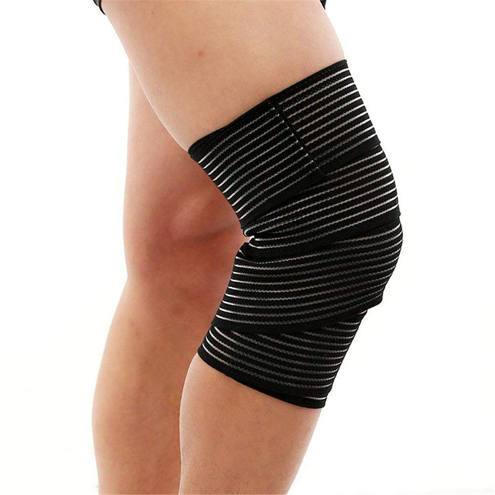 Elasticated Knee Sleeve Beige Adjustable Lightweight Design with High-Performance Elastic Fabric - One Size
