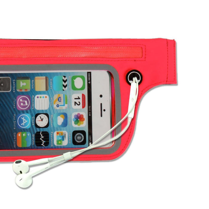Sweatproof Sports Running, Jogging, Marathon Fanny Pack Bum Waist Bag Phone Carrier Belt with Transparent Touch Screen Window for Mobile Smartphones
