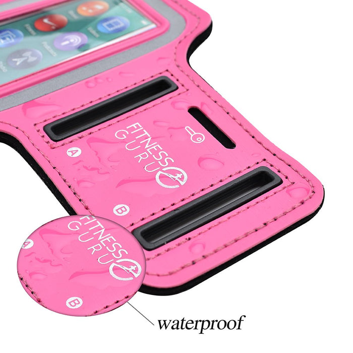 iPod Nano 7 Running Jogging Armband Holder Made with Super Strong Lycra Material with Reflective Stay Safe Strip, Dual Arm Size Slots, Key Pocket & Headphone Holder