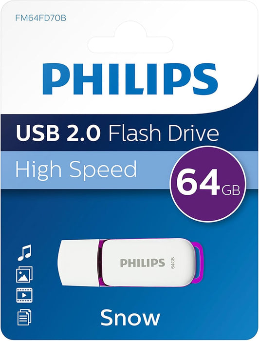 Philips Snow USB 2.0 Flash Drive - 4/8/16/32 GB