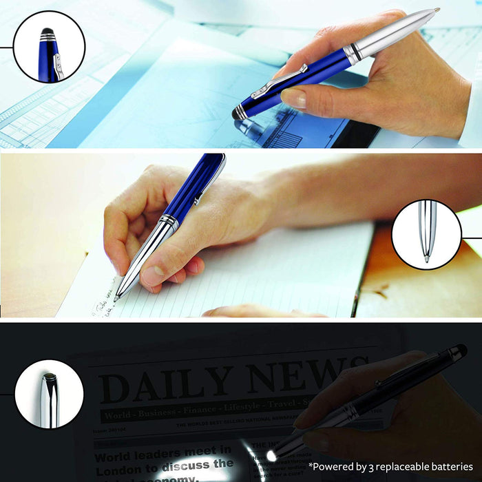 3-in-1 Stylus Pen With Light, Capacitive Aluminium Pen Stylus, LED Torch Light, Ballpoint Pen