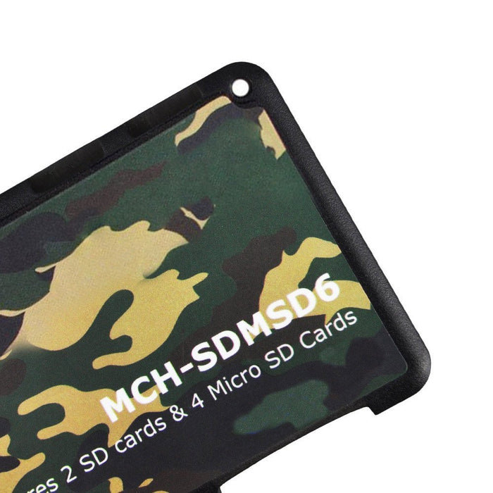 Memory Card Credit Card Style Storage Holders for (2 SD & 4 Micro SD Camouflage) Writable Labels, Ultra Thin, Credit Card Size Holder One Size