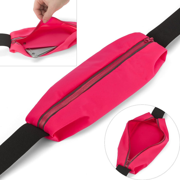 Sport Running Pouch Belt Waist Pack with Headphone Jack Storage Zipper Case Compatible for iPhone 6/6S Plus, Galaxy Note 3/4/5, Nexus 5/6, S5/S6/S6 Edge, Xperia Z2/Z3/Z5(Baby Pink)