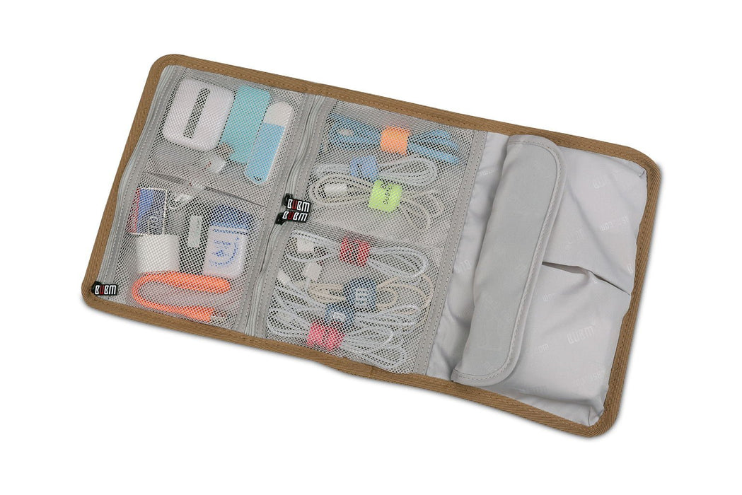 Universal Travel Organiser Storage Wrap Wash Bag Electronics Accessories Case Large (Black)