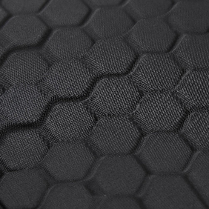 Padded Hexagon Style Long Single Black Knee Support Brace Guard, Bandage Wrap Sleeve Injury Protect, Gym, Running Honeycomb Pad Protector- Extra Large