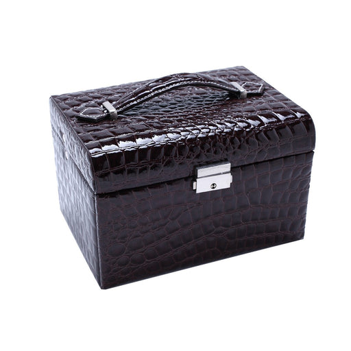 My Treasure Box Exquisite Lock Jewellery Storage PU leather Two Layers Glossy Durable Travel Storage Organizer