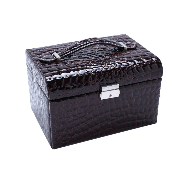 My Treasure Box Exquisite Lock Jewellery Storage PU leather Two Layers Glossy Durable Travel Storage Organizer