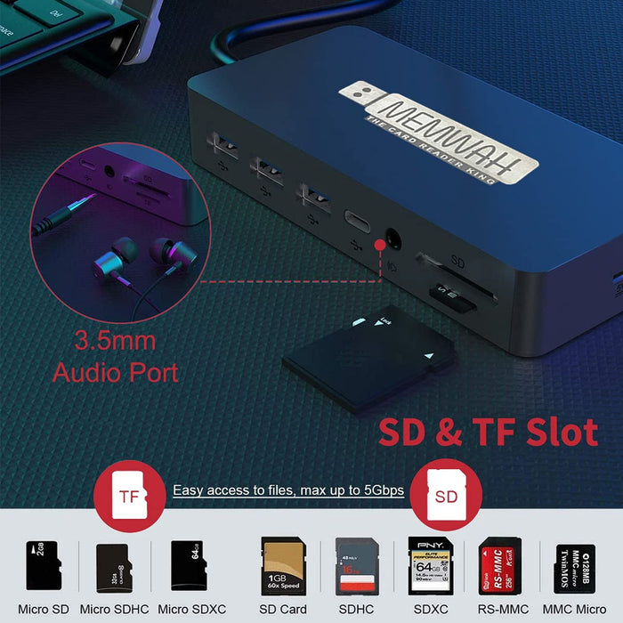Surface Pro Dock for Surface Pro 4/Pro 5/Pro 6 USB Hub Docking Station with Gigabit Ethernet Port, 4K HDMI VGA DP Display Port, 3xUSB 3.0 Ports, Audio Out Port, USB C Port, SD/TF(Micro SD) Card Reader