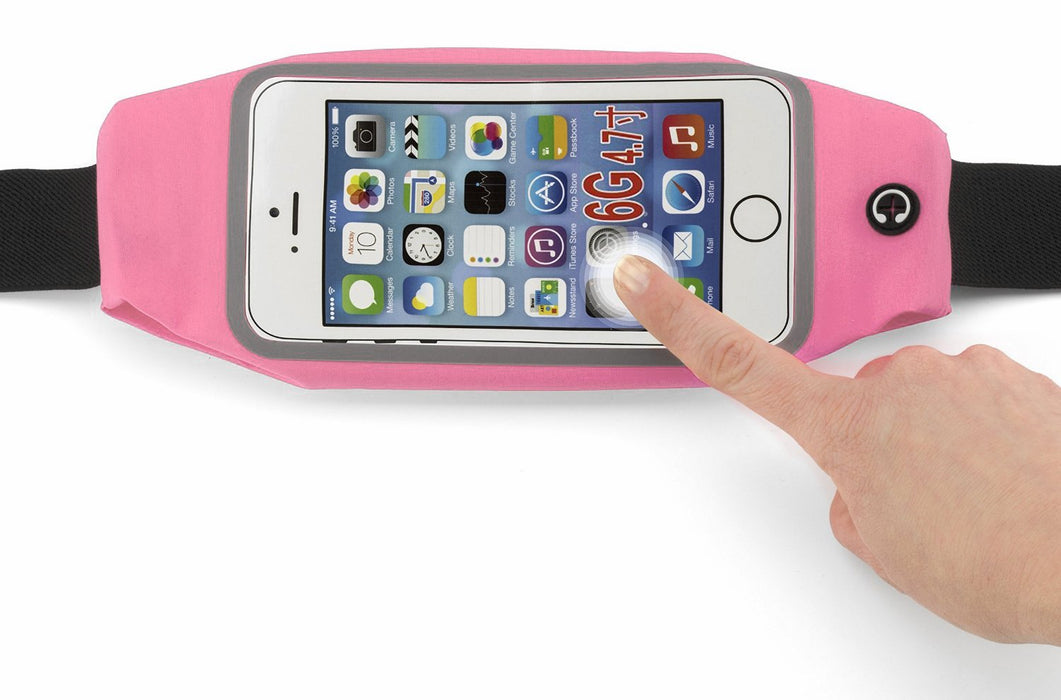 Sport Running Pouch Belt Waist Pack with Headphone Jack Storage Zipper Case Compatible for iPhone 6/6S Plus, Galaxy Note 3/4/5, Nexus 5/6, S5/S6/S6 Edge, Xperia Z2/Z3/Z5(Baby Pink)