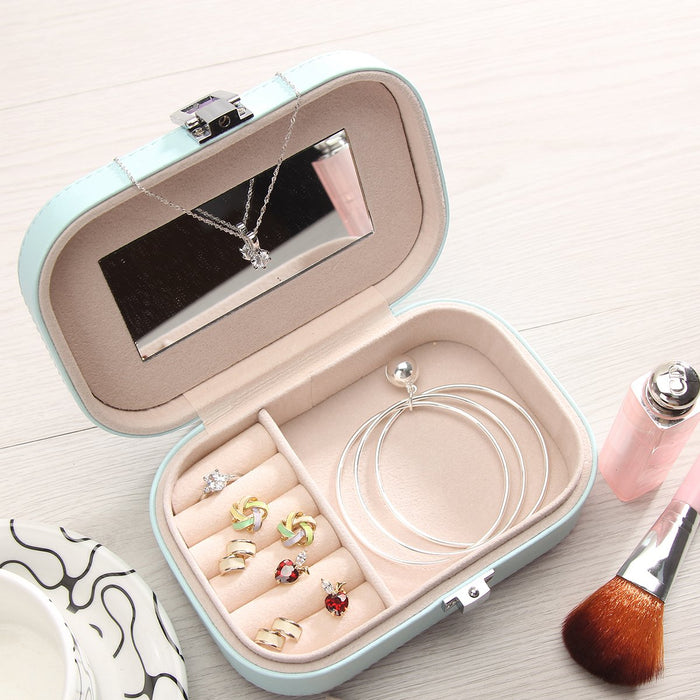 My Treasure Box Women Jewelry Storage Box Exquisite Lock Glossy PU leather Durable Jewelry Ring Organizer