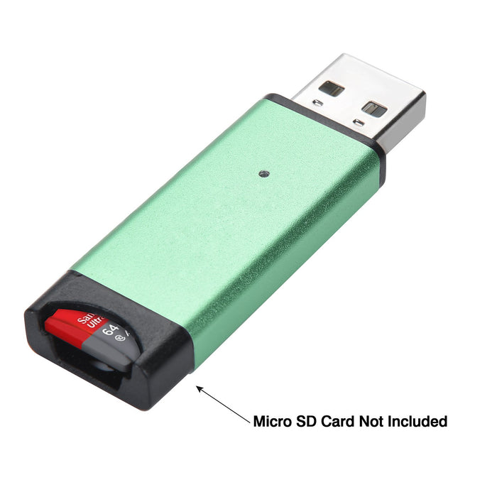 Memwah Micro SD Card Reader - Fast USB 2.0 Adapter for all MicroSD cards - Green