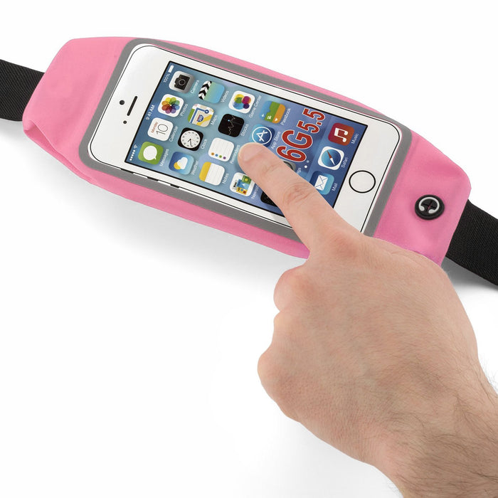 Sport Running Pouch Belt Waist Pack with Headphone Jack Storage Zipper Case Compatible for iPhone 6/6S Plus, Galaxy Note 3/4/5, Nexus 5/6, S5/S6/S6 Edge, Xperia Z2/Z3/Z5(Baby Pink)