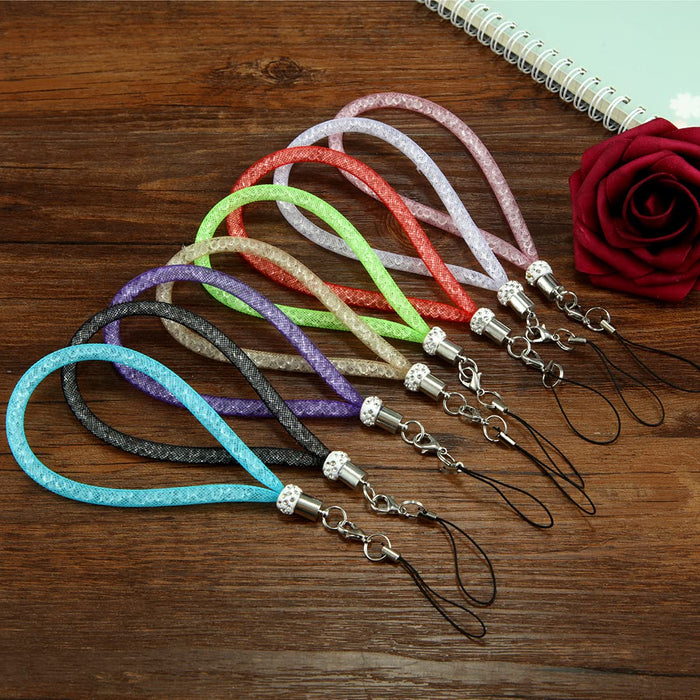 [8] Sparkly Wrist Lanyards Strap, Rhinestone Diamond Decorative Crystal Pendant Glitter Bling Wrist Strap for Keys, Smartphone, Camera, Necklace ID Card Badge Holder