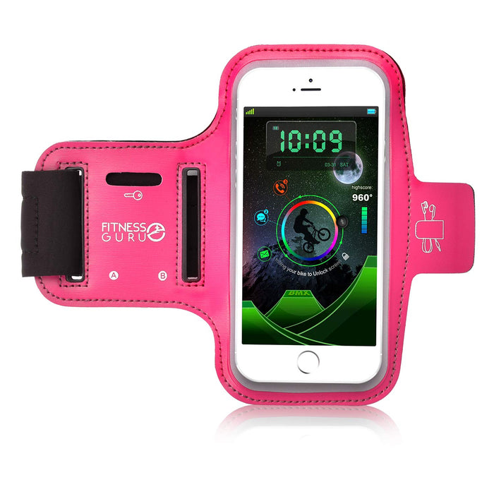 Running Armband Phone Holder Compatible with iPhone X, 8, 7, 6 Samsung S9 and all Smartphones up to 5.2 inches | Phone Holder for Running, Jogging, Gym | Includes Key Holder & Earbuds Holder