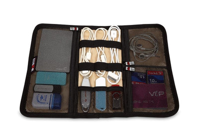 Universal Portable Roll Up Wrap Electronics Organiser, Travel Organiser, Hard Drives, Cables, Chargers, Alarm Fobs, Keys, Headphones