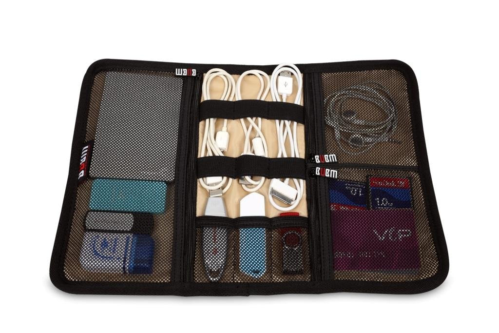 Universal Portable Roll Up Wrap Electronics Organiser, Travel Organiser, Hard Drives, Cables, Chargers, Alarm Fobs, Keys, Headphones
