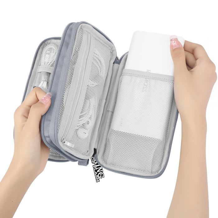 Power Bank Case Hard Drive Case Shockproof Carrying Case Travel Cable Organizer Bag Portable Storage Bag Electronic Organizer Pouch Bag Zipper Wallet Multifunctional Double Layer Case