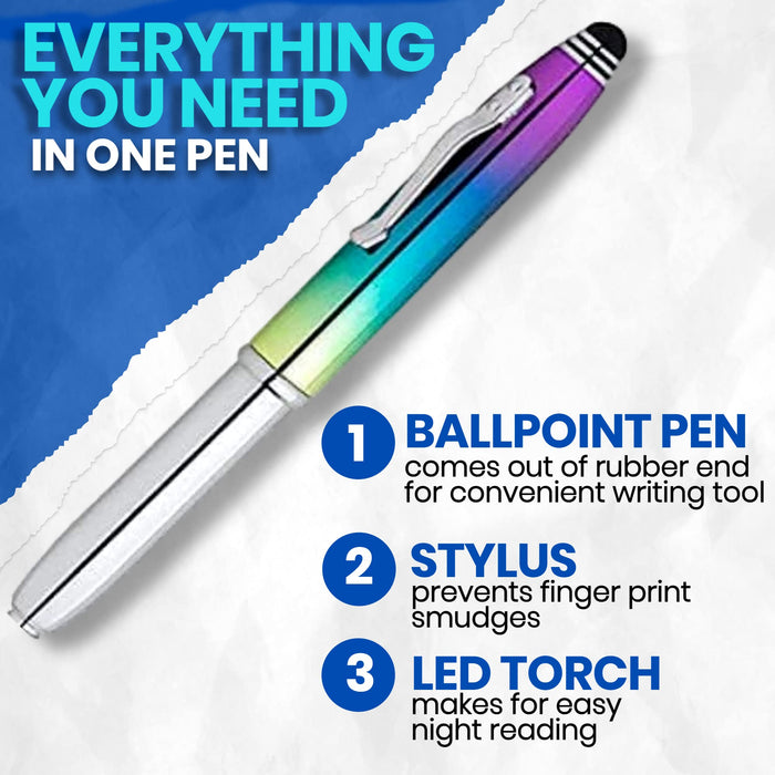 3-in-1 Stylus Pen With Light, Capacitive Aluminium Pen Stylus, LED Torch Light, Ballpoint Pen