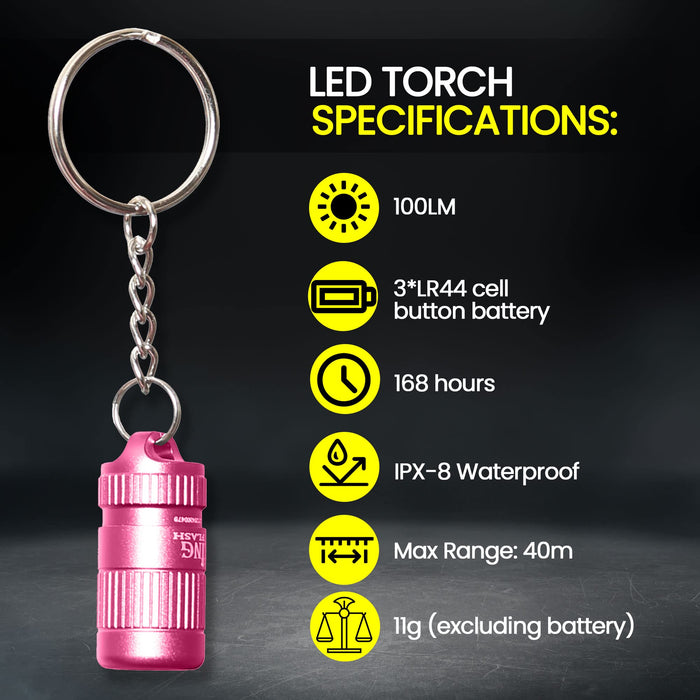Mini LED Torch Keychain Flashlight Small | Batteries Included | Ultra Powerful Waterproof LED Flashlight On Home Keychain for Camping, Travelling, Outdoor Emergency