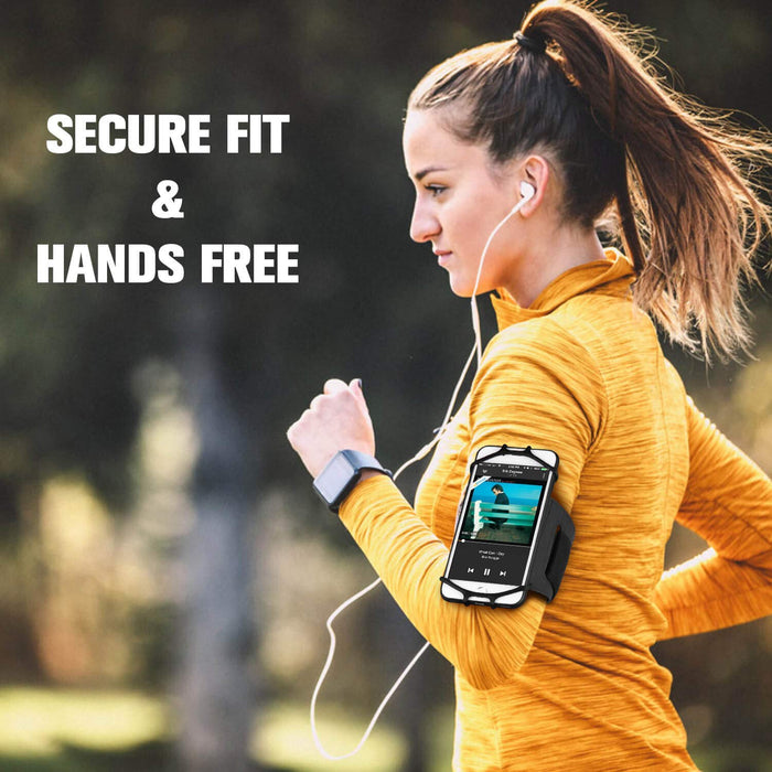 Running Armband Compatible with iPhone X, Xs Max XR, iPhone 8 Plus, 8, 7 Plus, 6 Plus, Galaxy S9 Plus, 180 Rotatable with Key Pocket & Earphone Holder Armband for Hiking Biking Walking
