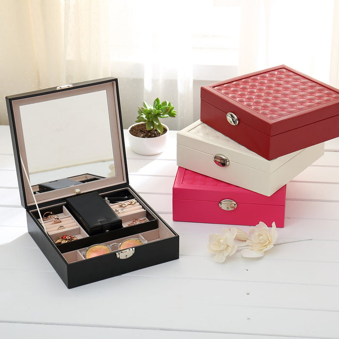 My Treasure Box Advanced Jewelry Storage Box Glossy PU Leather Multi Small Boxes Inside Jewelry Cosmetic Storage Organizer Box
