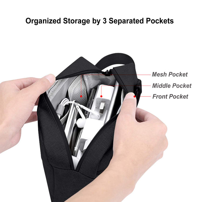 Electronics Accessory Carry Case Travel Cable Gadget Bag Storage Organiser with 2 Compartments for Chargers Cables Earphones Smart Phone Power Bank 7" Tablet & Various other Accessories