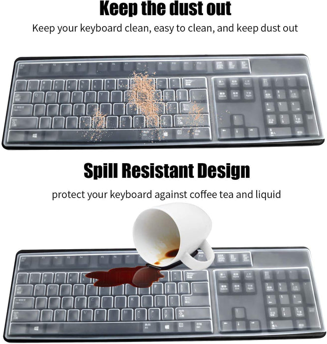 Reusable Waterproof Keyboard Cover, Universal Clear Anti-Dust Keyboard Skin Protector Cover for 104/107 Keys Standard Desktop Keyboard