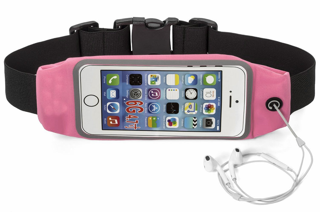Sport Running Pouch Belt Waist Pack with Headphone Jack Storage Zipper Case Compatible for iPhone 6/6S Plus, Galaxy Note 3/4/5, Nexus 5/6, S5/S6/S6 Edge, Xperia Z2/Z3/Z5(Baby Pink)