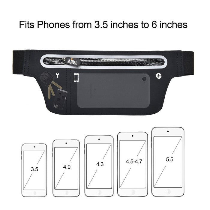 Adjustable Waist Bum Bag Belt Neoprene Single Zipper Pouch for Running Gym Cycling can Compatible with iPhone X XR XS 8, 8 Plus, Samsung S9 & Smartphones up to 6"