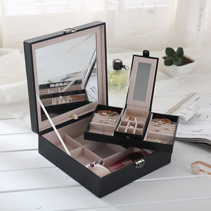My Treasure Box Advanced Jewelry Storage Box Glossy PU Leather Multi Small Boxes Inside Jewelry Cosmetic Storage Organizer Box