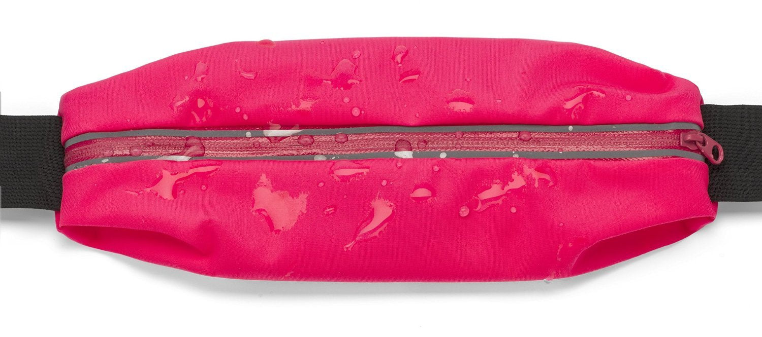 Sport Running Pouch Belt Waist Pack with Headphone Jack Storage Zipper Case Compatible for iPhone 6/6S Plus, Galaxy Note 3/4/5, Nexus 5/6, S5/S6/S6 Edge, Xperia Z2/Z3/Z5(Baby Pink)