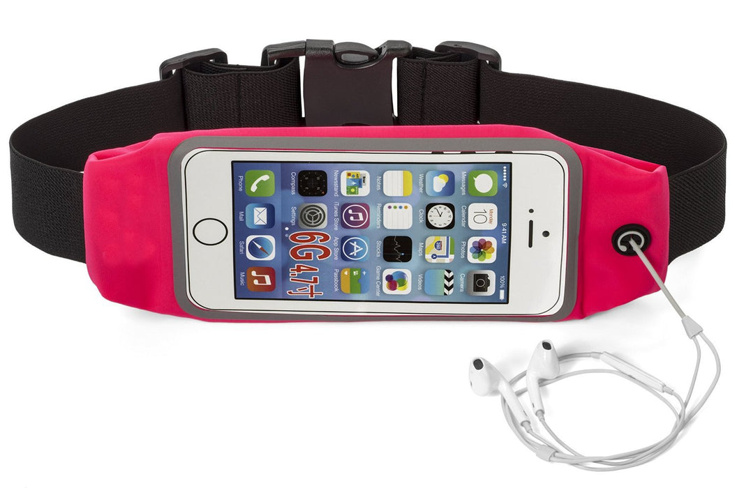 Sport Running Pouch Belt Waist Pack with Headphone Jack Storage Zipper Case Compatible for iPhone 6/6S Plus, Galaxy Note 3/4/5, Nexus 5/6, S5/S6/S6 Edge, Xperia Z2/Z3/Z5(Baby Pink)
