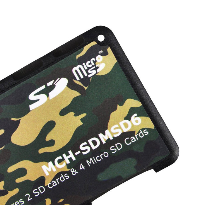 Memory Card Credit Card Style Storage Holders for (2 SD & 4 Micro SD Camouflage) Writable Labels, Ultra Thin, Credit Card Size Holder One Size
